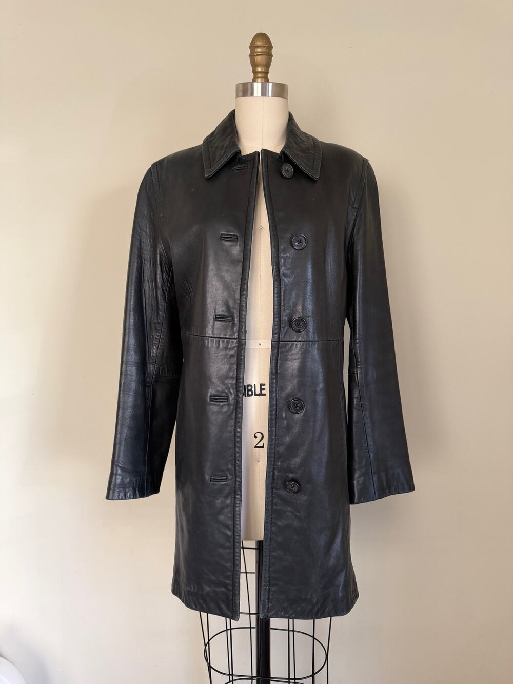 Vintage Calvin Klein Black 100% Leather Jacket Minimalist Y2K 90s Size 2